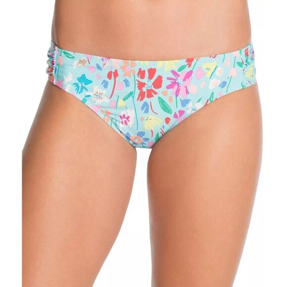 Vera Bradley Superbloom Bikini Bottom Size Large 12/14 Blue Floral Shirred Side - Picture 1 of 10